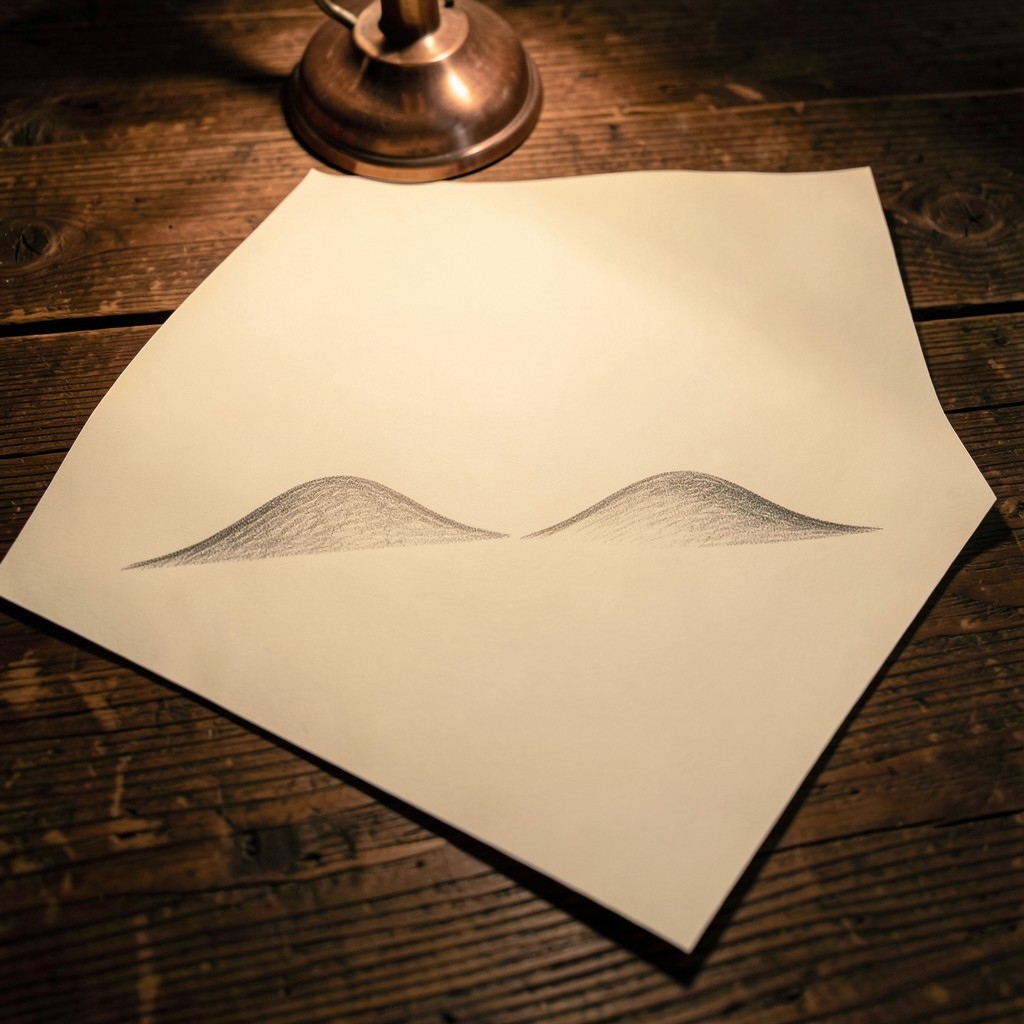 Two graphite hills side by side on warm paper, the shapes of a faster bend and a smoother later bend