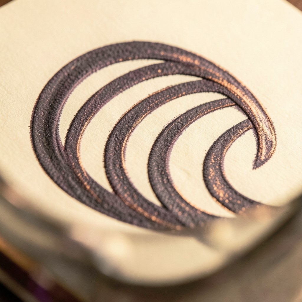 Several nearly overlapping pencil curves pressed close together on warm paper under smoked glass light